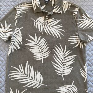 Express Olive Leaf Pattern Polo Shirt